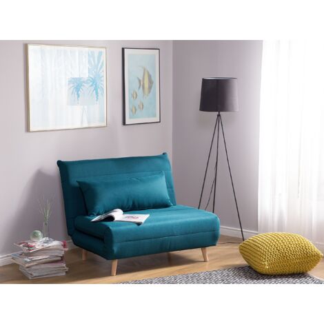 Modern 1 Seater Fabric Sofa Guest Bed Single Living Room Sea Blue Setten