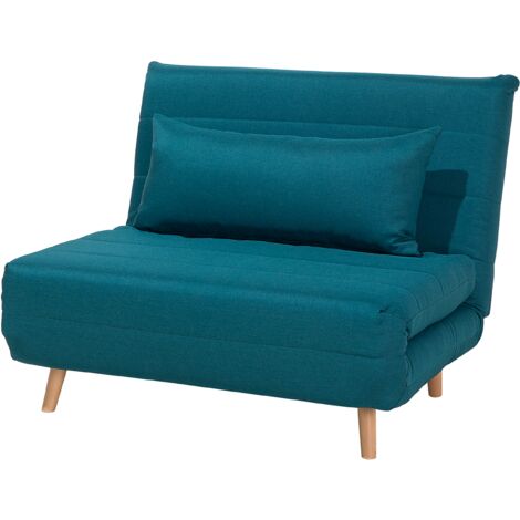 Modern 1 Seater Fabric Sofa Guest Bed Single Living Room Sea Blue Setten