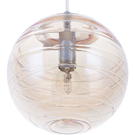 Ceiling Pendant Lamp Light Glass Globe Sphere Tinted Gold Amber Mirna