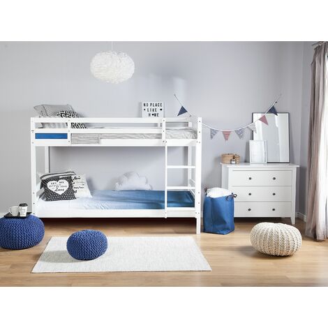 Pinewood Bunk Bed Storage 3' EU Single 2 Person Kids Bedroom Wooden White Albon