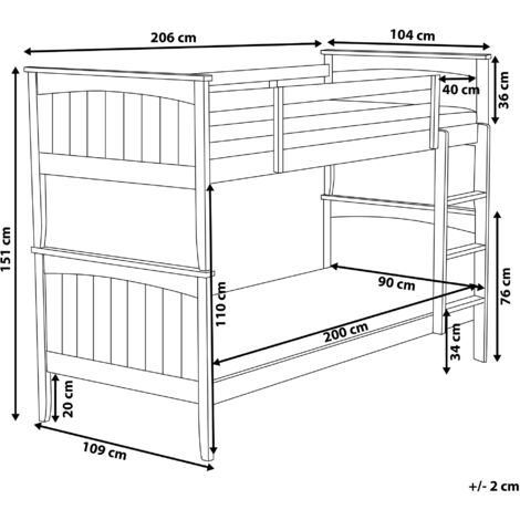 Pinewood Bunk Bed Storage 3' EU Single 2 Person Kids Bedroom Wooden White Albon