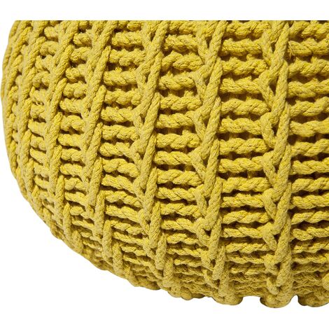 REDEARTH Round Pouf Foot Stool Ottoman -Hand Knitted Bean Bag, Cord Boho Pouffe, Cable Poof Accent Beanbag Chair Footrest for Living Room, Bedroom