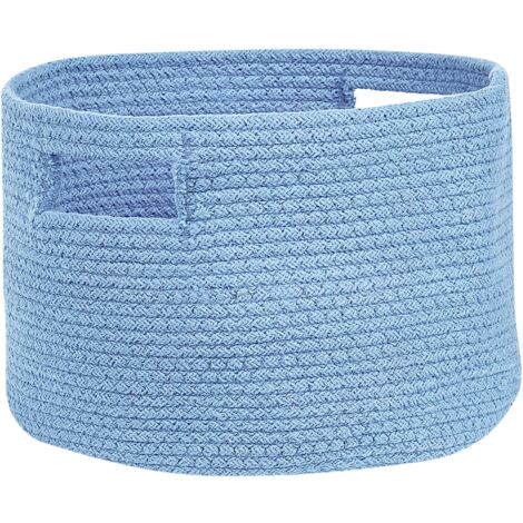 Set of 2 Braided Cotton Storage Laundry Bin Basket Blue Chiniot