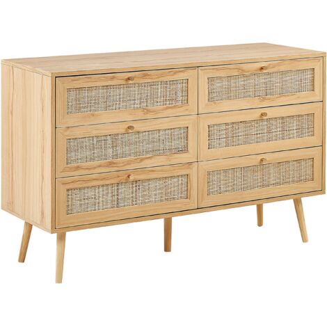 6 Drawer Chest PEROTE Rattan Light Brown (1/5)