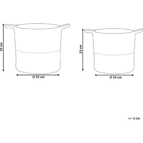 Set of 2 Woven Cotton Storage Laundry Basket Bin White and Black Pazha