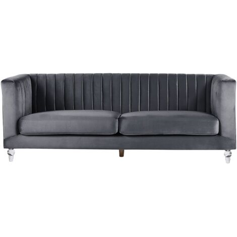 Sofa 3 Seater ARVIKA Velvet Dark Grey (1/5)