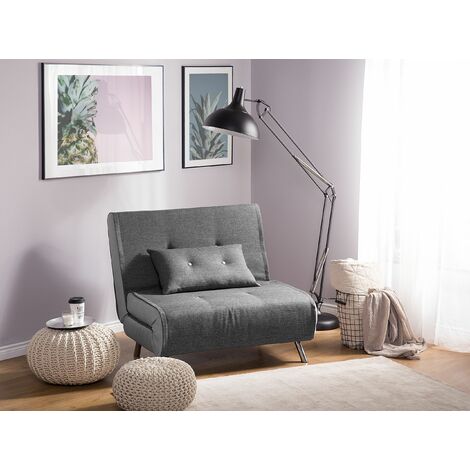 Modern 1 Seater Fabric Sofa Bed Single Guest Bed Living Room Grey Farris