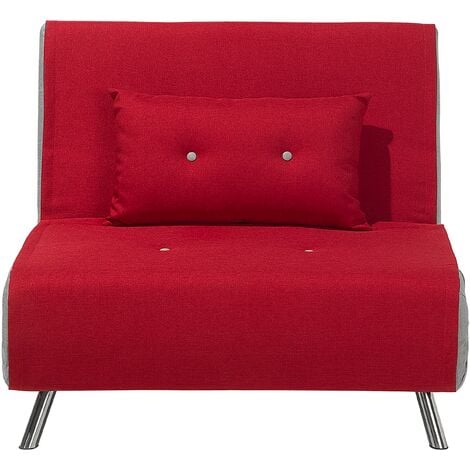 Modern 1 Seater Fabric Sofa Bed Single Guest Bed Living Room Red Farris