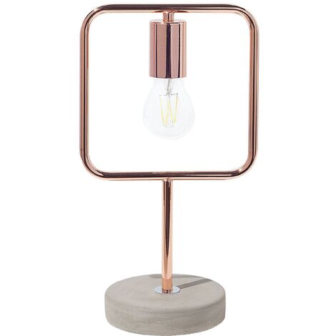 Industrial Vintage Cement Table Lamp Accent Geometrical Metal Copper Mundo - Grey