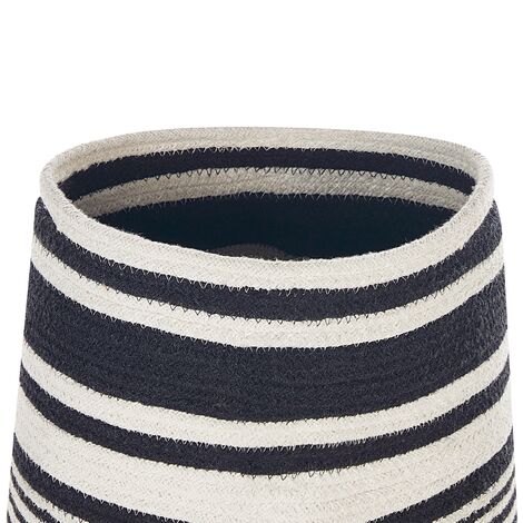 Woven Braided Cotton Storage Laundry Basket Bin Set White and Black Arrah