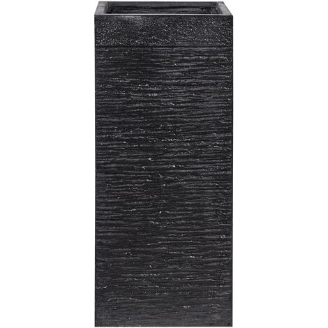 Large Tall Planter Clay Garden Decor Indoor Outdoor 26x26x60 cm Black Dion