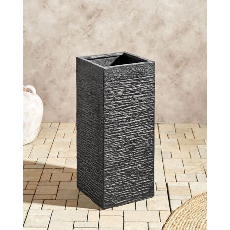 Large Tall Planter Clay Garden Decor Indoor Outdoor 26x26x60 cm Black Dion