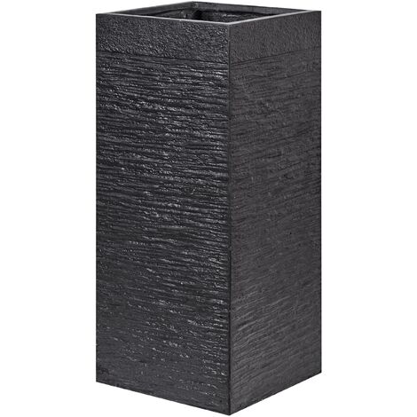 Large Tall Planter Clay Garden Decor Indoor Outdoor 26x26x60 cm Black Dion