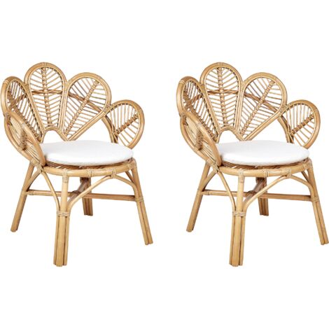 Bistro Set Boho Rattan 2 Chairs Coffee Table Natural Florentine II/Randazzo