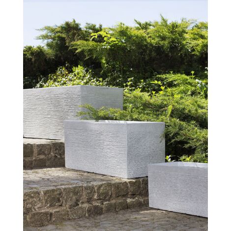 Modern Outdoor Garden Flower Pot Planter Fiber Clay 60 x 29 x 30 cm White Myra