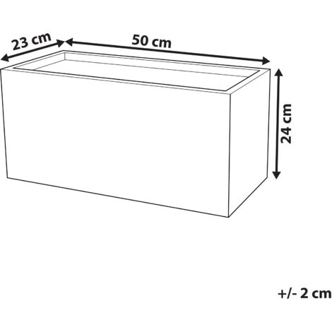 Modern Outdoor Garden Flower Pot Planter Fiber Clay 50 x 23 x 24 cm Black Myra