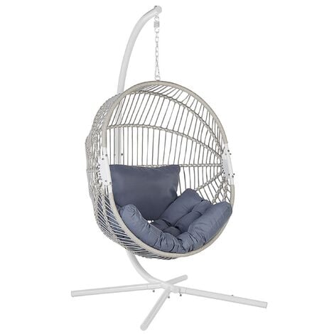 White rattan store egg chair