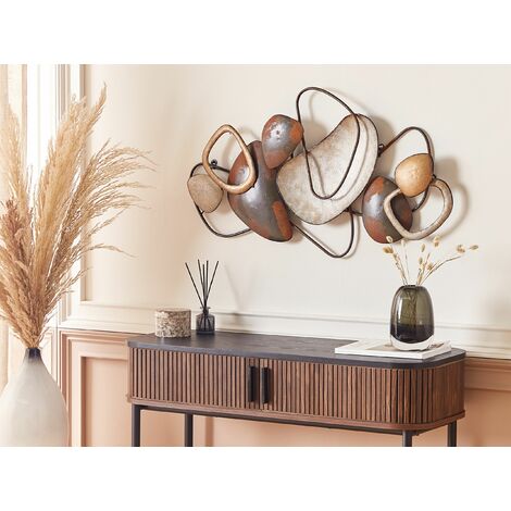 Modern Decorative Hanging Wall Art Abstract Accent Piece Brown Cobalt