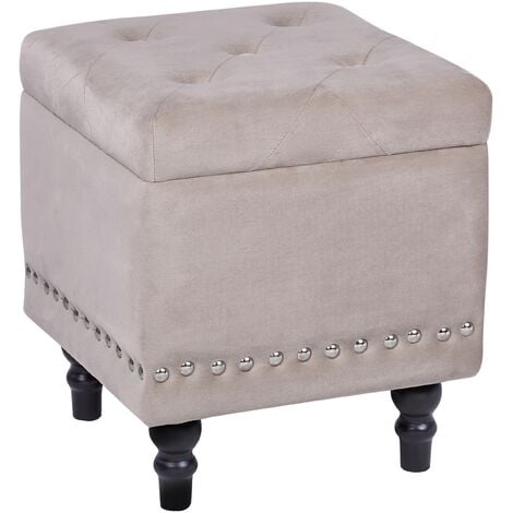 Black velvet store footstool with storage