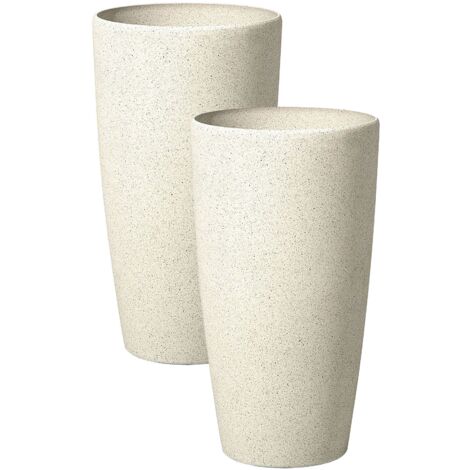Set of 2 Plant Pots ABDERA 23 cm Light Beige