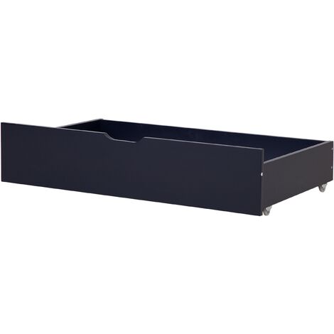 Set of 2 Bed Storage Drawers Solid Wood Dark Blue Rumilly