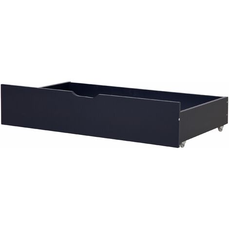 Set of 2 Bed Storage Drawers Solid Wood Dark Blue Rumilly