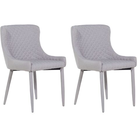 Set of 2 Fabric Dining Side Chair Diamond Stitching Upholstery