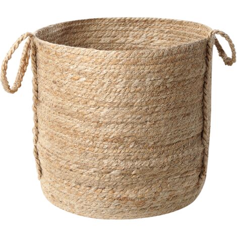 Set of 3 Woven Jute Storage Laundry Basket Container Bin Set Natural Wadh