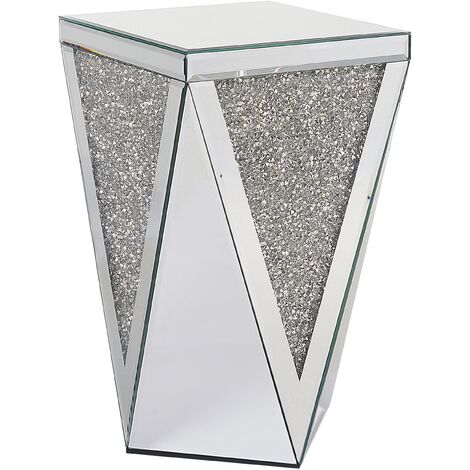 Glamour Mirrored Side End Table Silver 30 x 30 cm Luxey