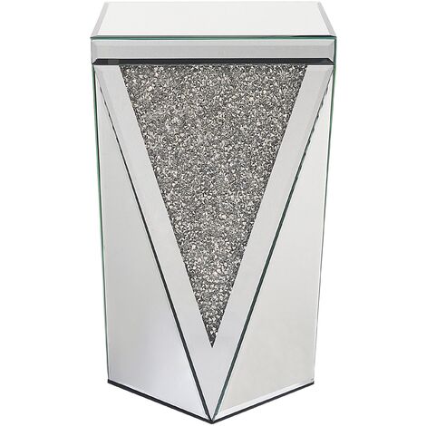 Glamour Mirrored Side End Table Silver 30 x 30 cm Luxey
