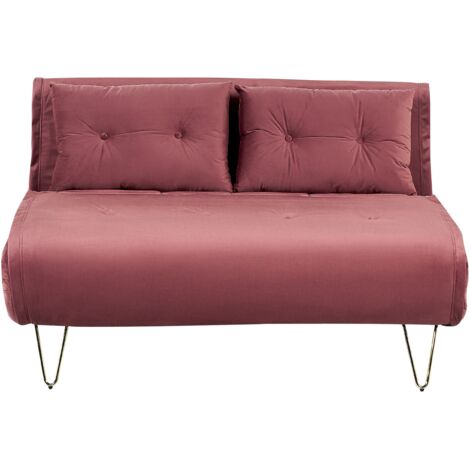 Sofa Bed 2 Seater VESTFOLD Velvet Pink (1/5)
