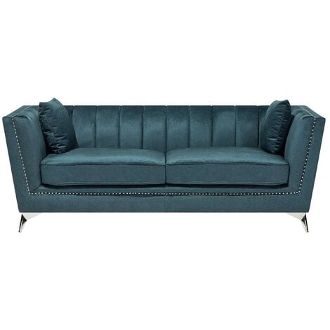 Blue nailhead deals sofa