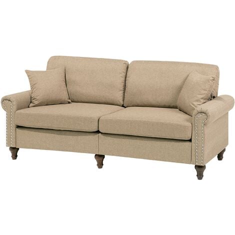 Beige rolled deals arm sofa