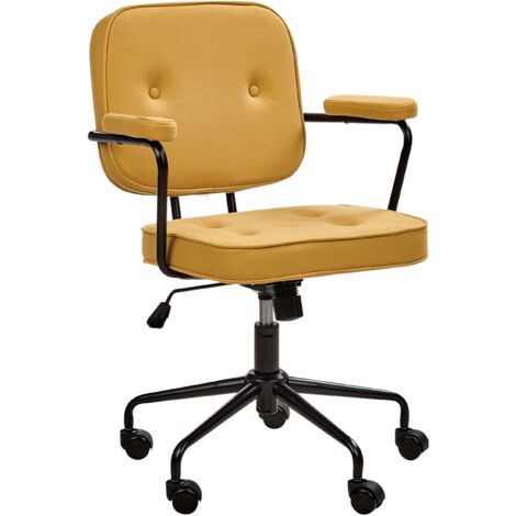 Traditional Office Chair Faux Leather Swivel Adjustable with Armrests Yellow Pawnee