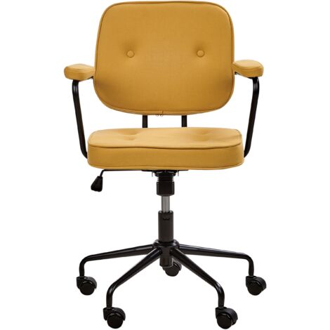 Traditional Office Chair Faux Leather Swivel Adjustable with Armrests Yellow Pawnee