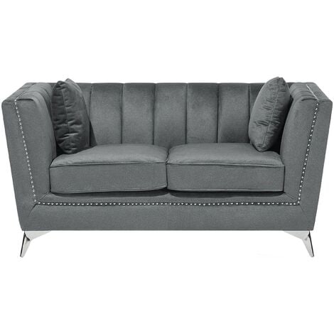 Grey sofa deals with nailhead trim