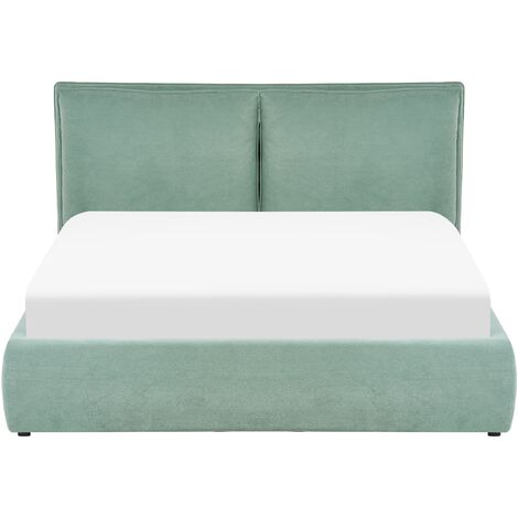 Modern Velvet Fabric EU King Size Bed Frame 5ft3 Storage Upholstered Green Bajonna