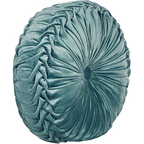 Round teal shop throw pillow