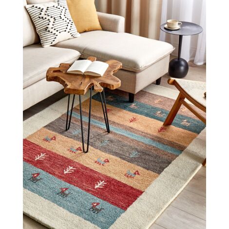 Traditional Wool Rug Rustic Tribal Pattern 140 x 200 cm Multicolour Sarilar