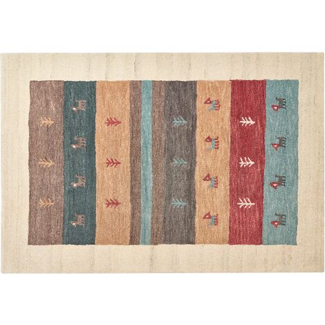 Rustic Wool Rug Traditional Wool Rug Rustic Tribal Pattern 140 x 200 cm Multicolour Sarilar
