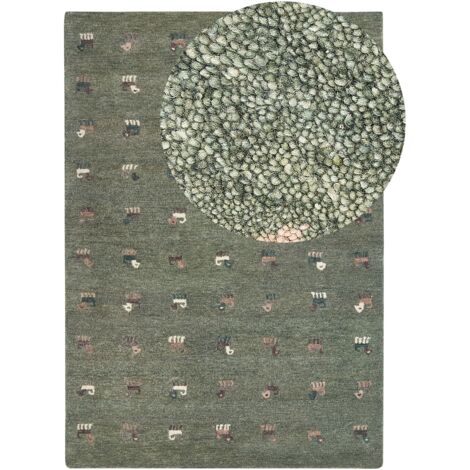 Wool Abstract Animal Pattern Rug Rug KIZARLI Green 160 x 230 cm Wool Gabbeh