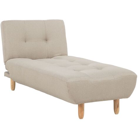 Modern Chaise Lounge Bed Chair Recliner Single Sleeper Beige Fabric Alsten