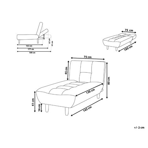 Modern Chaise Lounge Bed Chair Recliner Single Sleeper Beige Fabric Alsten