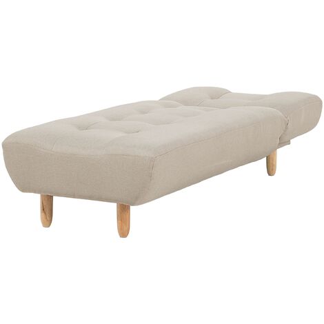 Modern Chaise Lounge Bed Chair Recliner Single Sleeper Beige Fabric Alsten
