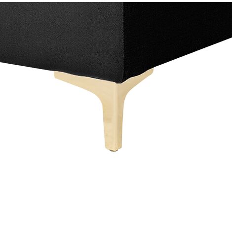 Modern Ottoman Square Footstool Black Velvet Tufted Aberdeen