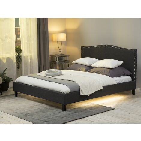 EU Super King Size Bed Frame 6ft Vintage Grey White LED Montpellier