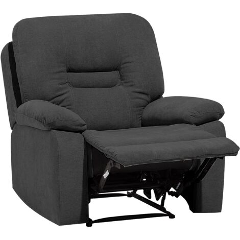Modern Fabric Recliner Chair Manual Reclining Padded Armchair Grey Bergen