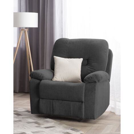 Modern Fabric Recliner Chair Manual Reclining Padded Armchair Grey Bergen