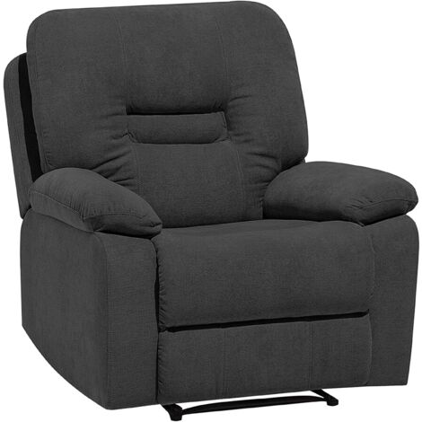 Modern Fabric Recliner Chair Manual Reclining Padded Armchair Grey Bergen