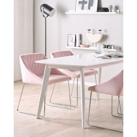 Pink dining table and deals chair set